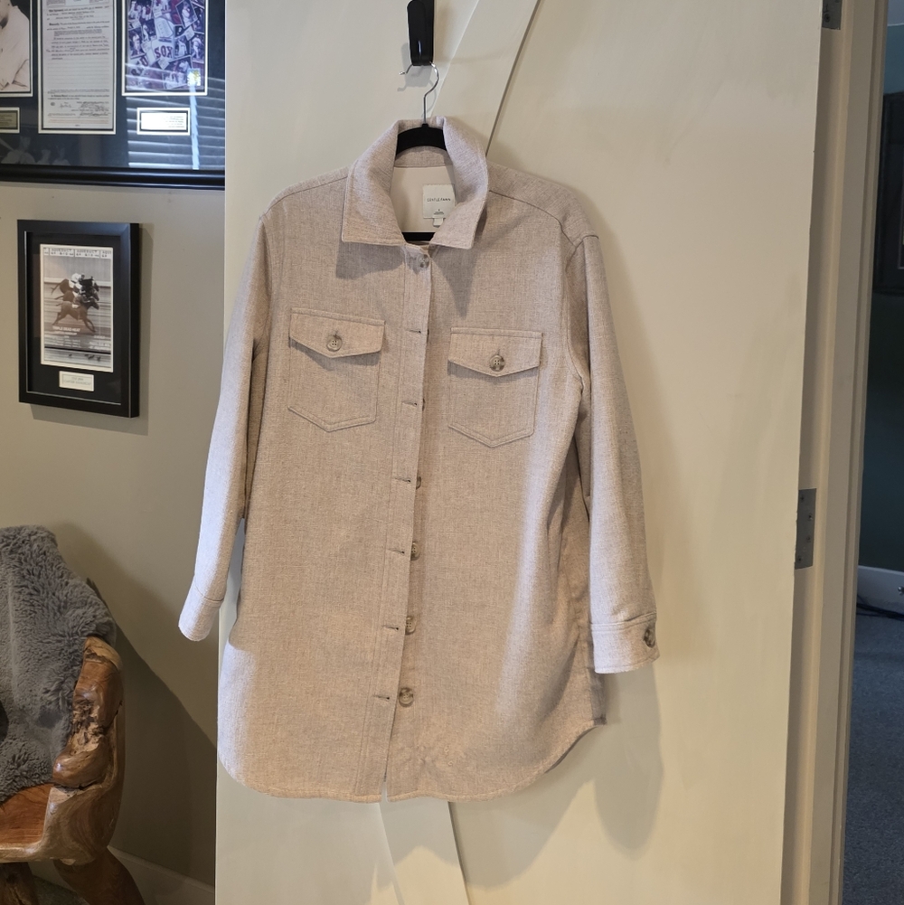 Gentle Fawn Light Taupe Button-Front Shirt Jacket